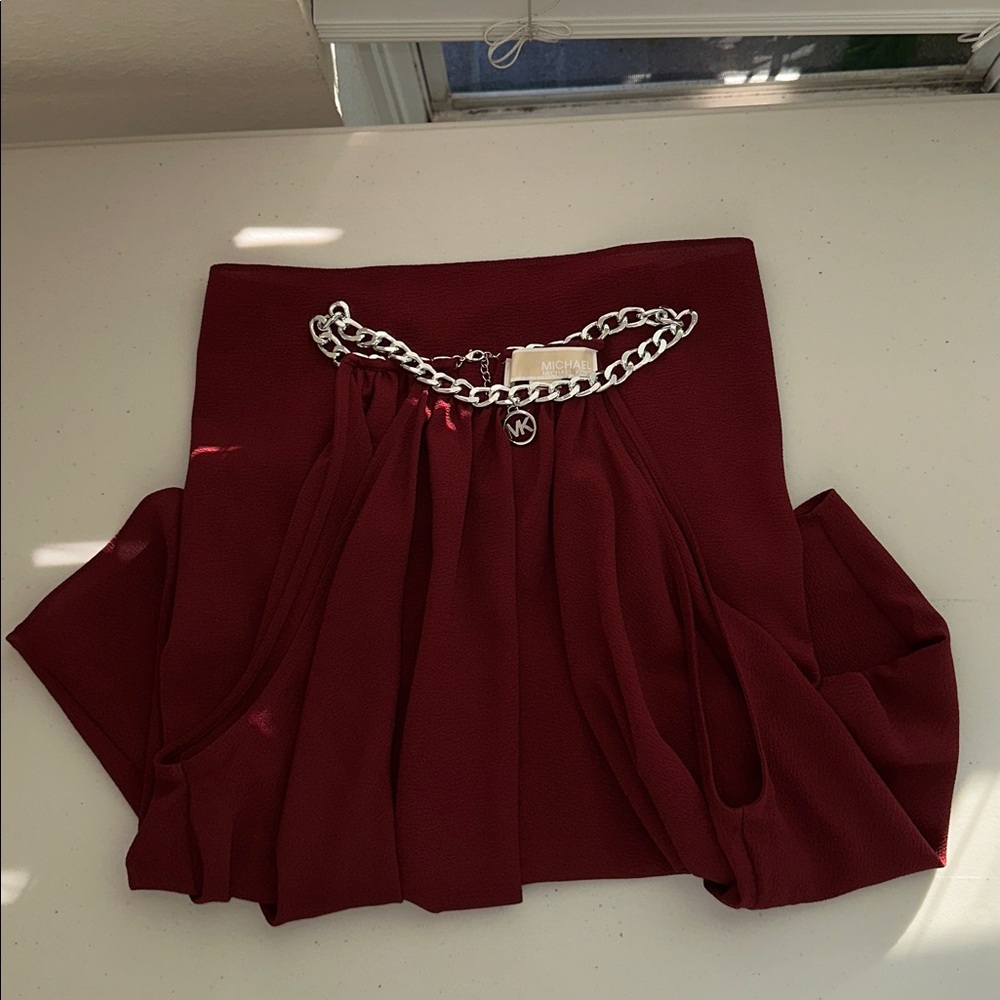 MICHAEL Michael Kors Burgundy Cold-Shoulder Halter Blouse - Picture 14 of 14